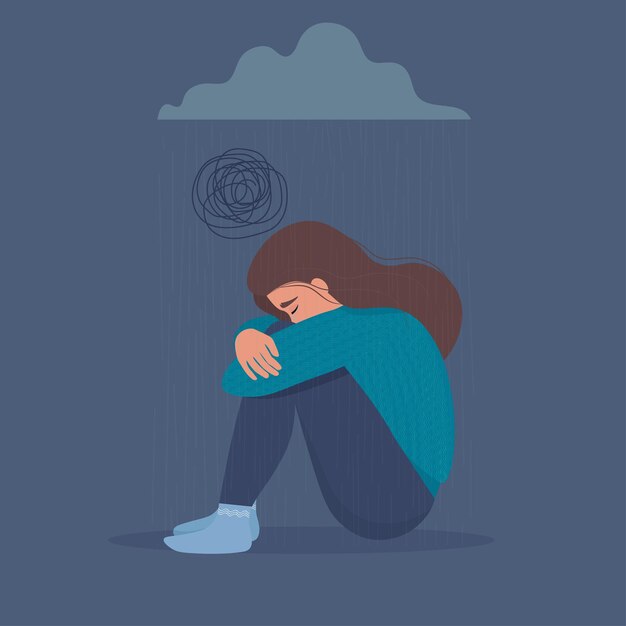 depressed sad unhappy upset crying woman sitting dark cloud with rain 256722 144 1
